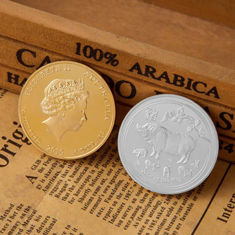 

2019 Lucky Pig New Year Commemorative Coin Elizabeth Collection Gifts Art Crafts Souvenir Coins Good Fortune Home Car Decor