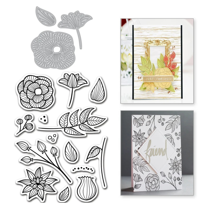 

YaMinSanNiO Flower Leaves Metal Cutting Dies Plants Scrapbooking Stamps and Dies For Making Card Decoration DIY Craft Stencils
