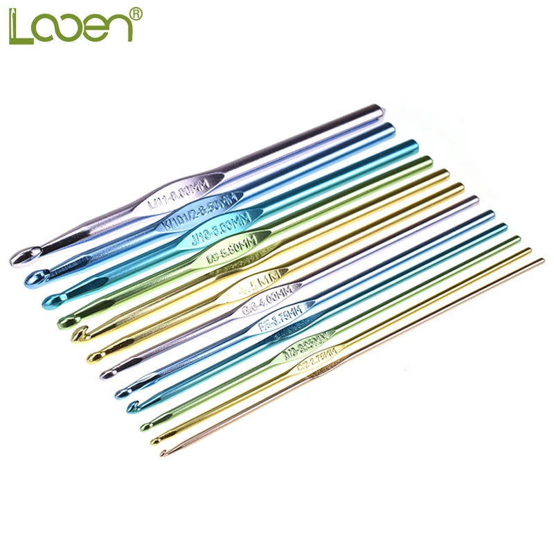 

12Pcs/set Multi-colour Aluminum Needles Crochet Hooks Set With Case Yarn Craft Kit 2.25MM-8MM Mom,Grandma As Gift