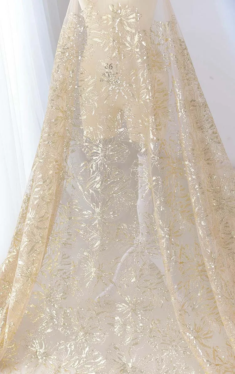 flowers embroidery lace fabrics for wedding dress 4