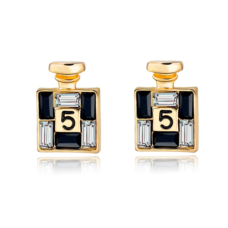 

2019 New Arrival Bijoux Gold Channel Earrings For Women Crystal Stud Earings Famous Brand Jewelry Brincos SER150066