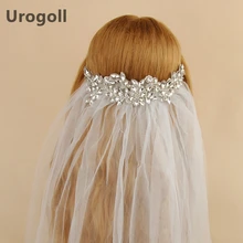 Благородный Кристалл венчальная Фата свадебная Тюль вуали с гребешком и кружевом край горный хрусталь Свадебные аксессуары для женщин Свадебная вечеринка