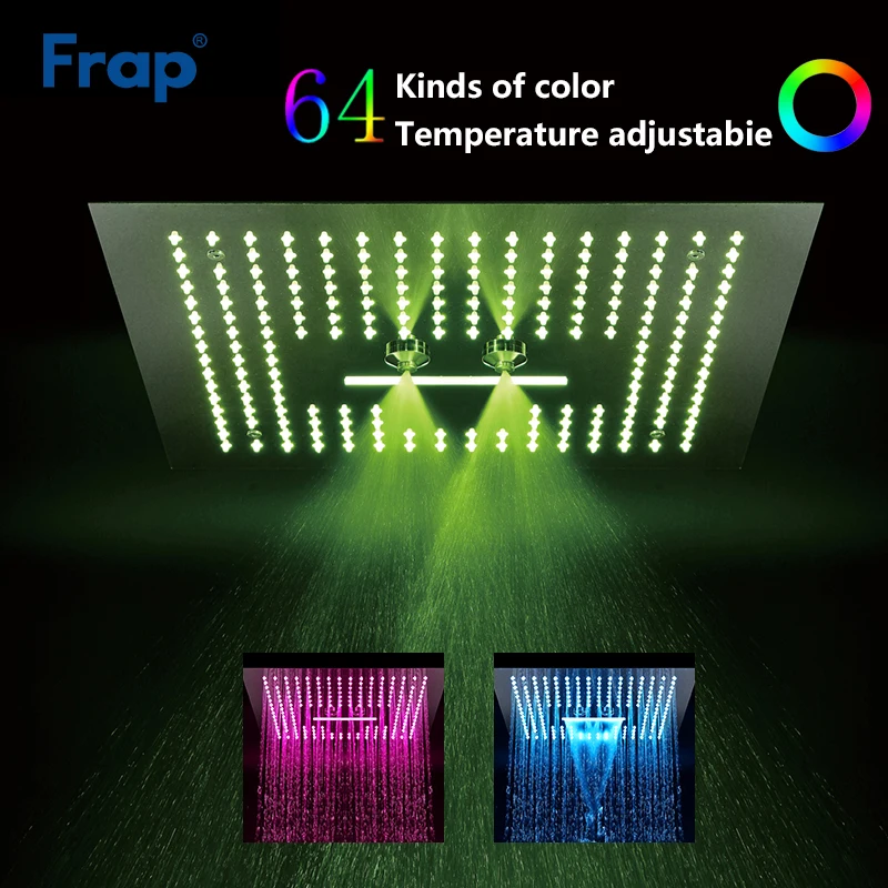 Frap Насадки для душа decorable светодиод для ванной комнаты квадратная душевая головка насадка для душа с эффектом пульт дистанционного управления Y018