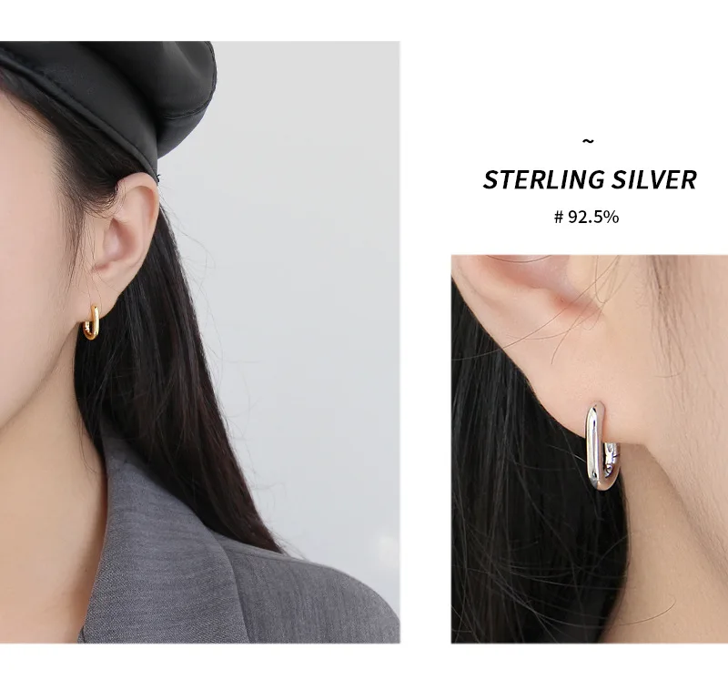 JShine минималистичные серьги из стерлингового серебра S925 пробы для женщин геометрический Овальный Круглый сережки золотые серебряные маленькие серьги-кольца корейские