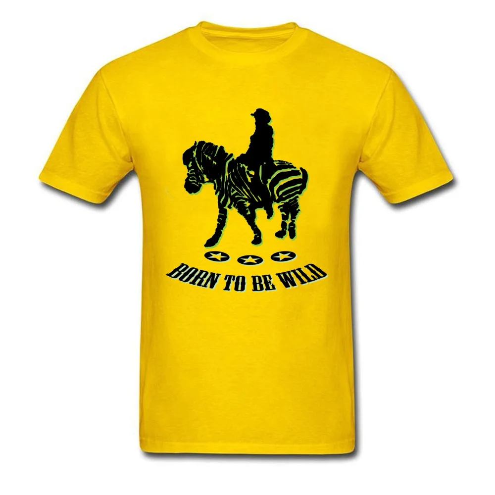 riding zebra Cotton Fabric Tops Shirts for Men Slim Fit T Shirts Crazy Plain Crewneck Tops Tees Short Sleeve Wholesale riding zebra yellow