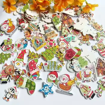 

20/50pcs Christmas collection Buttons Scrapbooking Accessories Wood Buttons for Clothing Wooden Button Snap Scrabook Craf