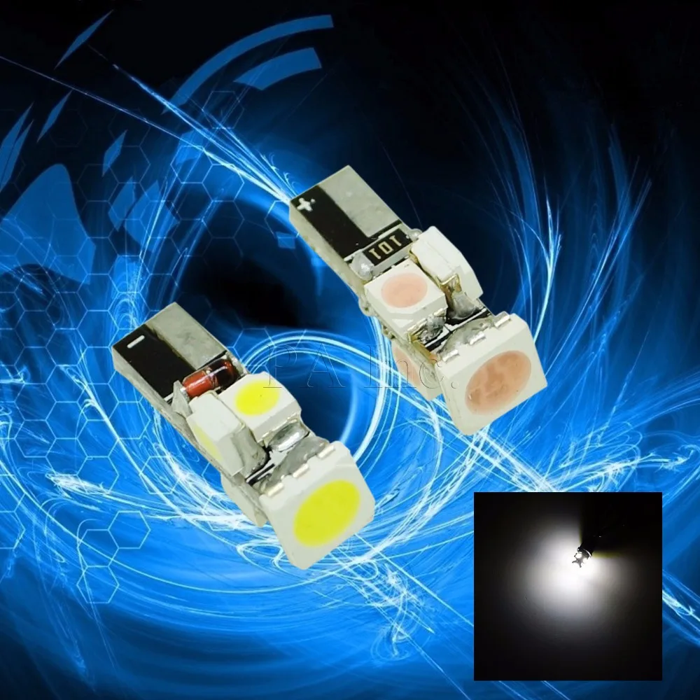 PA LED 5 шт. x 5SMD 12 В белый T5 клиновидная приборная панель лампа 360 градусов фиолетовый