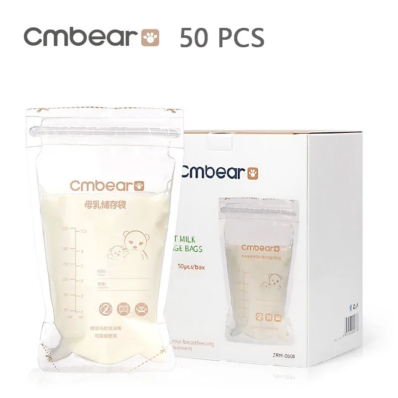 

Cmbear 50 Pieces 220ml Milk Freezer Bags Mother Milk Baby Food Storage Breast Milk Storage Bag Baby Safe Feeding Bags Feeding