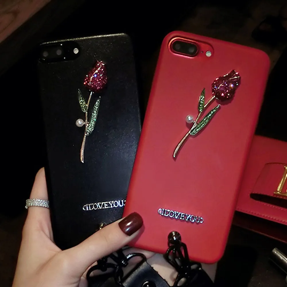 Red Rose Patterned Mobile Phone Case Anti Knock Fashion Protective Full