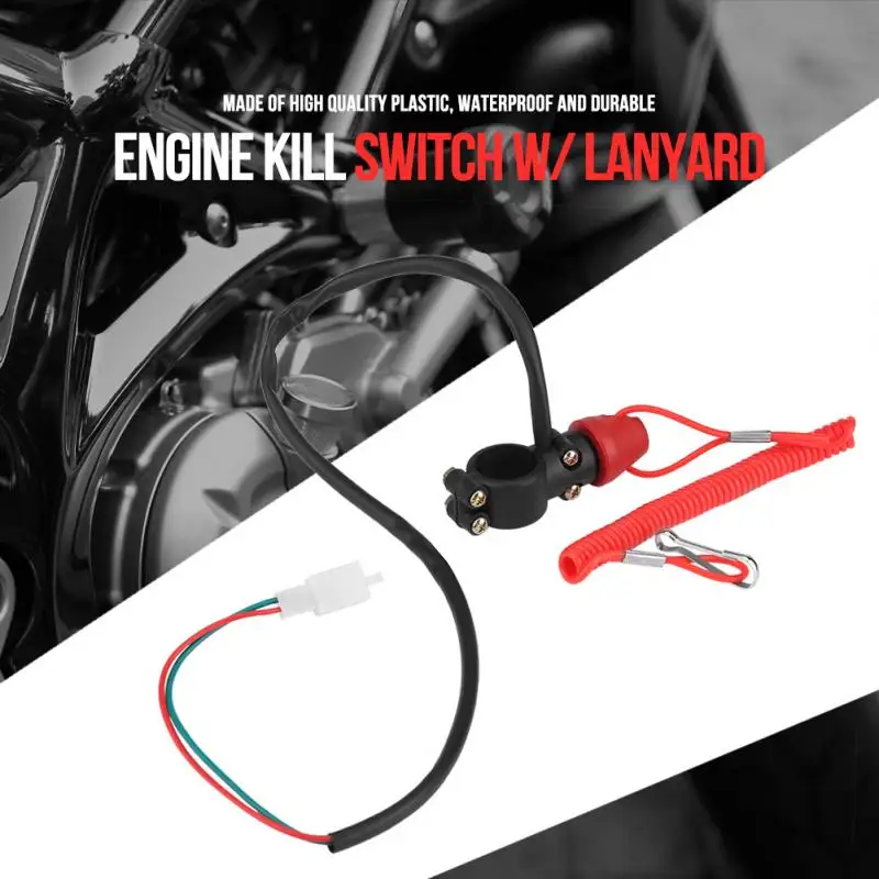 

Motorcycle Switches 22mm 7/8" Outboard Engine Motor Kill Stop Switch W/ Tether Lanyard Cord