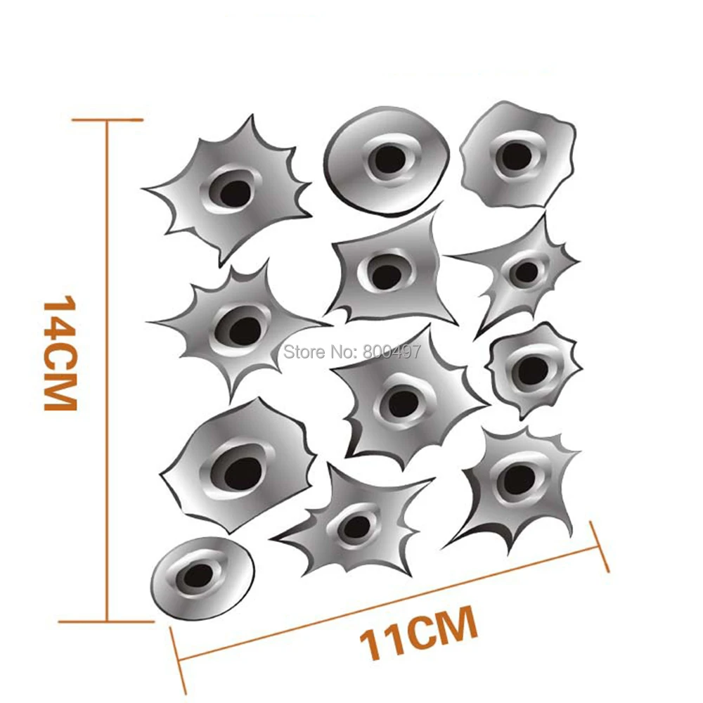 12 x забавные наклейки с пулевым отверстием для автомобиля для Toyota ford, chevrolet, Volkswagen VW Honda hyundai Kia Lada