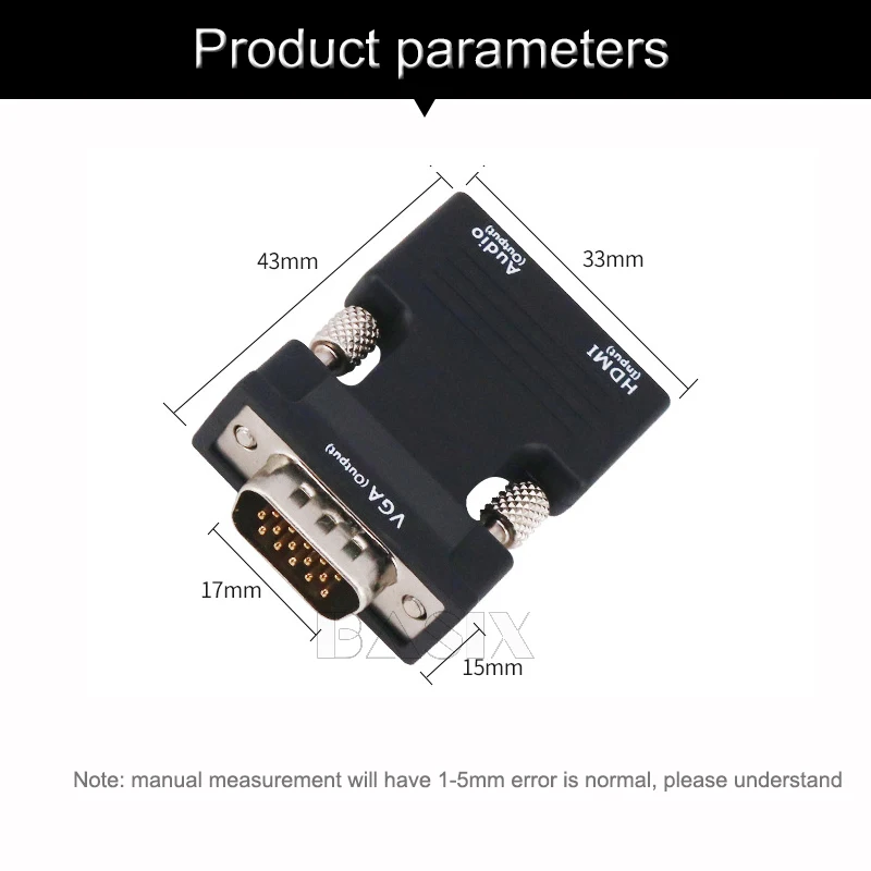 Basix адаптер hdmi-vga с аудиоадаптером Поддержка сигнала 1080 P для мультимедийный ПК ноутбук ТВ коробка проектор HDMI к Vga