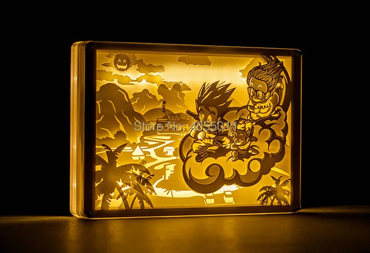 S. orange креативный 3D Аниме DIY DRAGON BALL Young Goku& Alrale Настольный светильник светодиодный ночник резьба бумажный светильник ing подарки