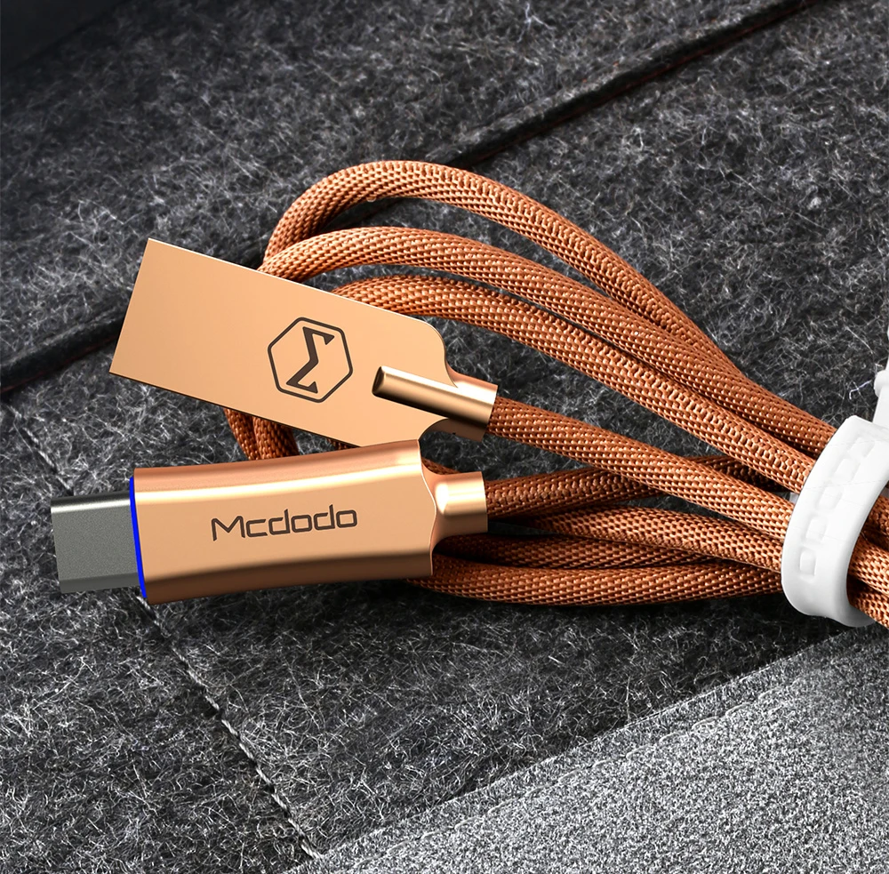 MCDODO Тип USB c быстрой зарядки автоотключения USB C кабель для Samsung Xiaomi OnePlus 5 со светодиодной подсветкой тип-c