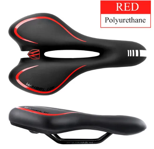 Гелевое светоотражающее амортизирующее велосипедное седло, дышащее, полое, велосипедное седло Mtb, дорожное, ПВХ, кожа, мягкая, для велосипеда, толстая подкладка, сиденье - Цвет: red