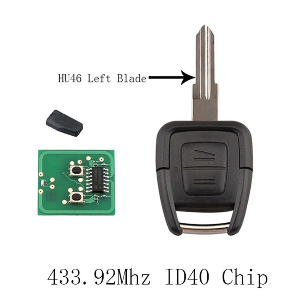 Dandkey 2 кнопки дистанционного ключа FOB ID40 чип для Vauxhall Opel Astra Vectra Zafira ASK 433 МГц Uncut