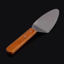 Нержавеющая Сталь Треугольной Лопата Шпатель для Выпечки Торта с Деревянной Рукояткой L