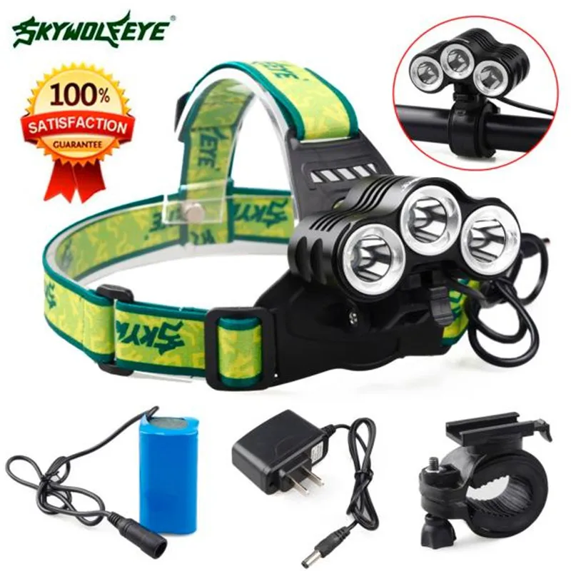 

1Set Cycling Bike Head Front Light Bicycle Light Rehargeable 10000 Lm 3 x XML T6 LED Bicycle Head Light 18650 Headlamp M15