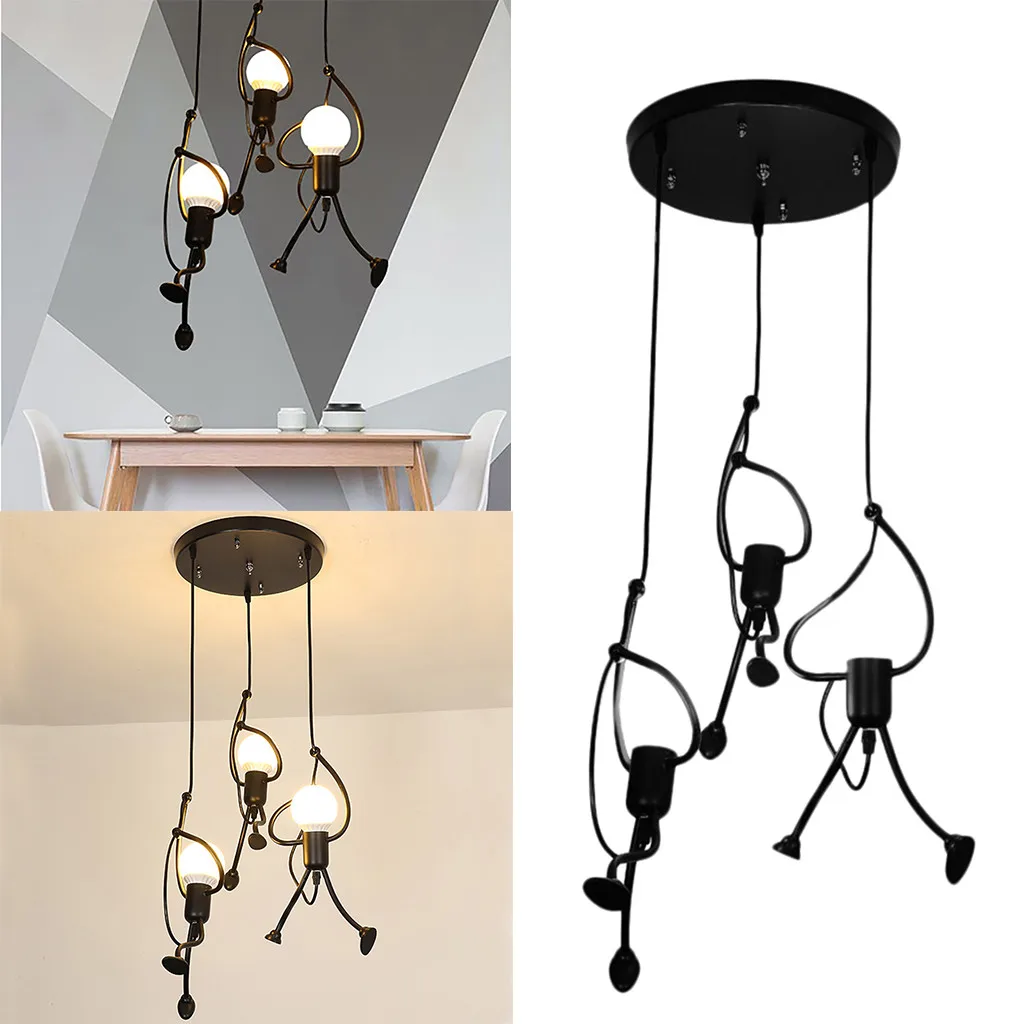 Современная Очаровательная подвесная креативная железная лампа для людей, элегантная вешалка, подвесной светильник, светодиодный