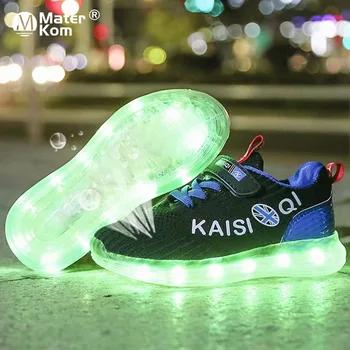 

Size 25-35 2019 New Arrival Kids Shoes for Girl Boys Glowing Luminous Sneakers with Light Children's LED Shoes USB Charging