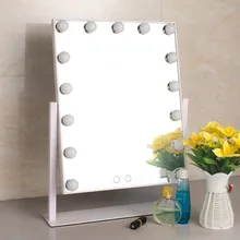 Голливудское светодиодное зеркало для макияжа с 15 светодиодными лампочками, вращение на 360 градусов, зеркало для макияжа, светодиодное зеркало, ML15