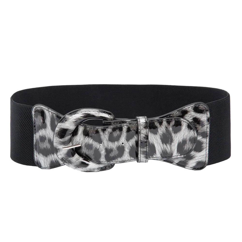 12 Black-Leopard Модные женские ремни, повседневные, регулируемые, тянущиеся, широкие, полиуретановые, эластичные, черные, женские ремни - Цвет: 12 Black-Leopard