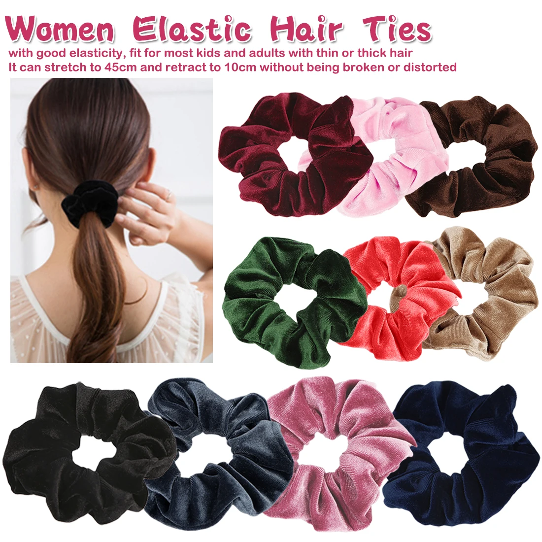 

Women Elastic Hair Ties Girl Hairband Rope Ponytail Holder Scrunchie Headband Hair Accessories Head wear