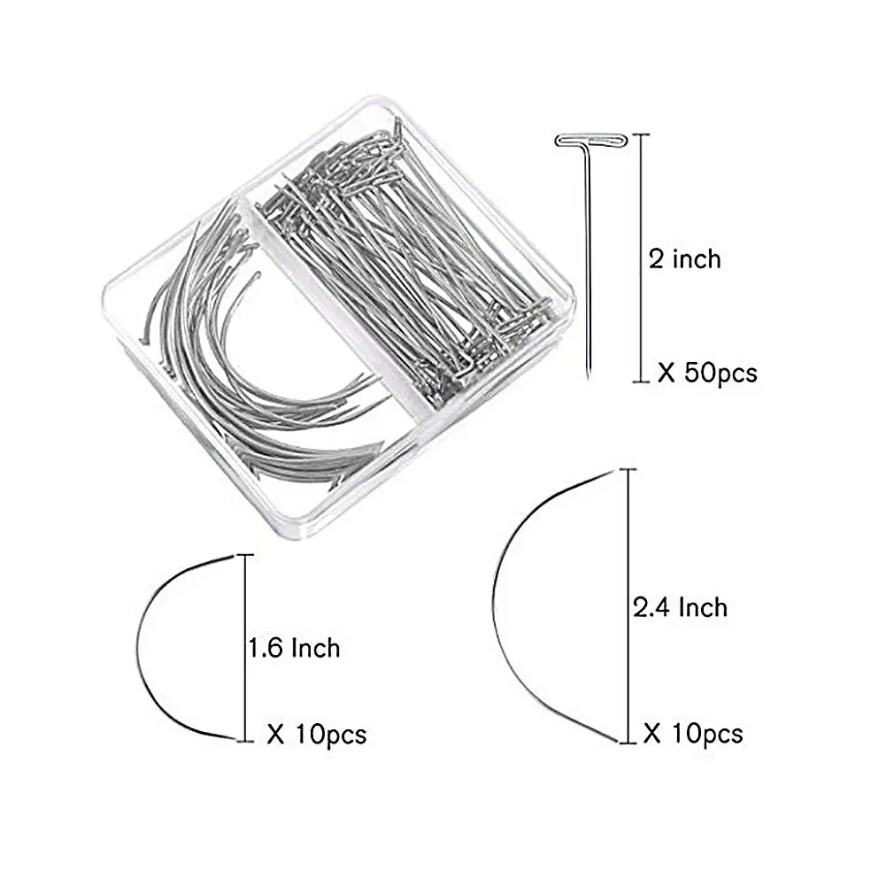 70 шт. парик делая Шпильки Набор иголок парик C Кривая игла т игла для кружева фиксирующий инструмент парик делая иглу