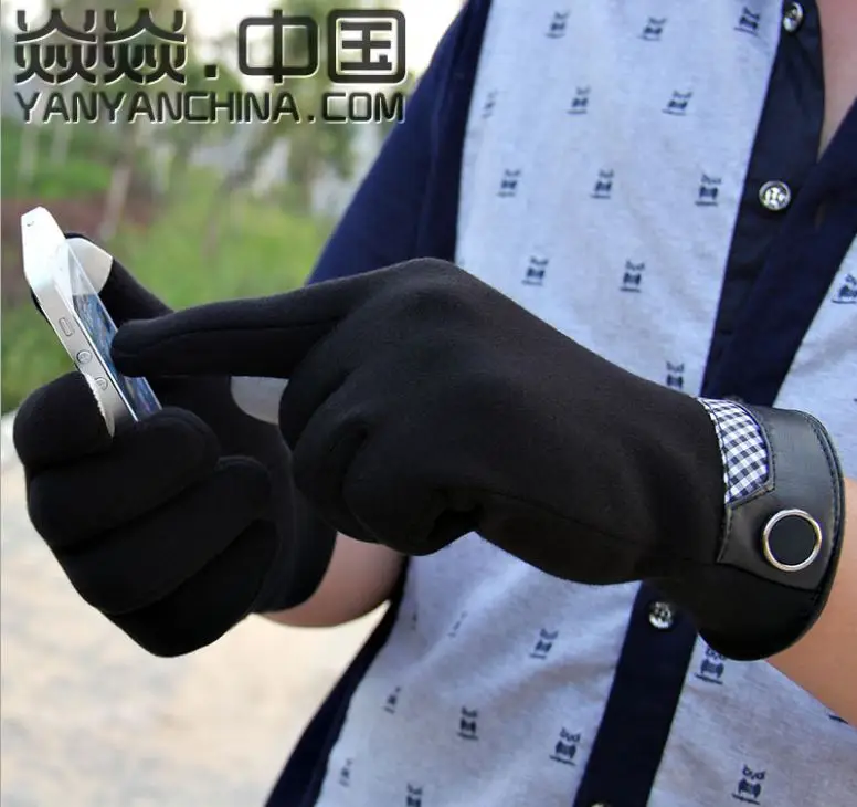 GLV958 Autumn and winter men warm touch screen mobile phone cashmere knitting font b gloves b