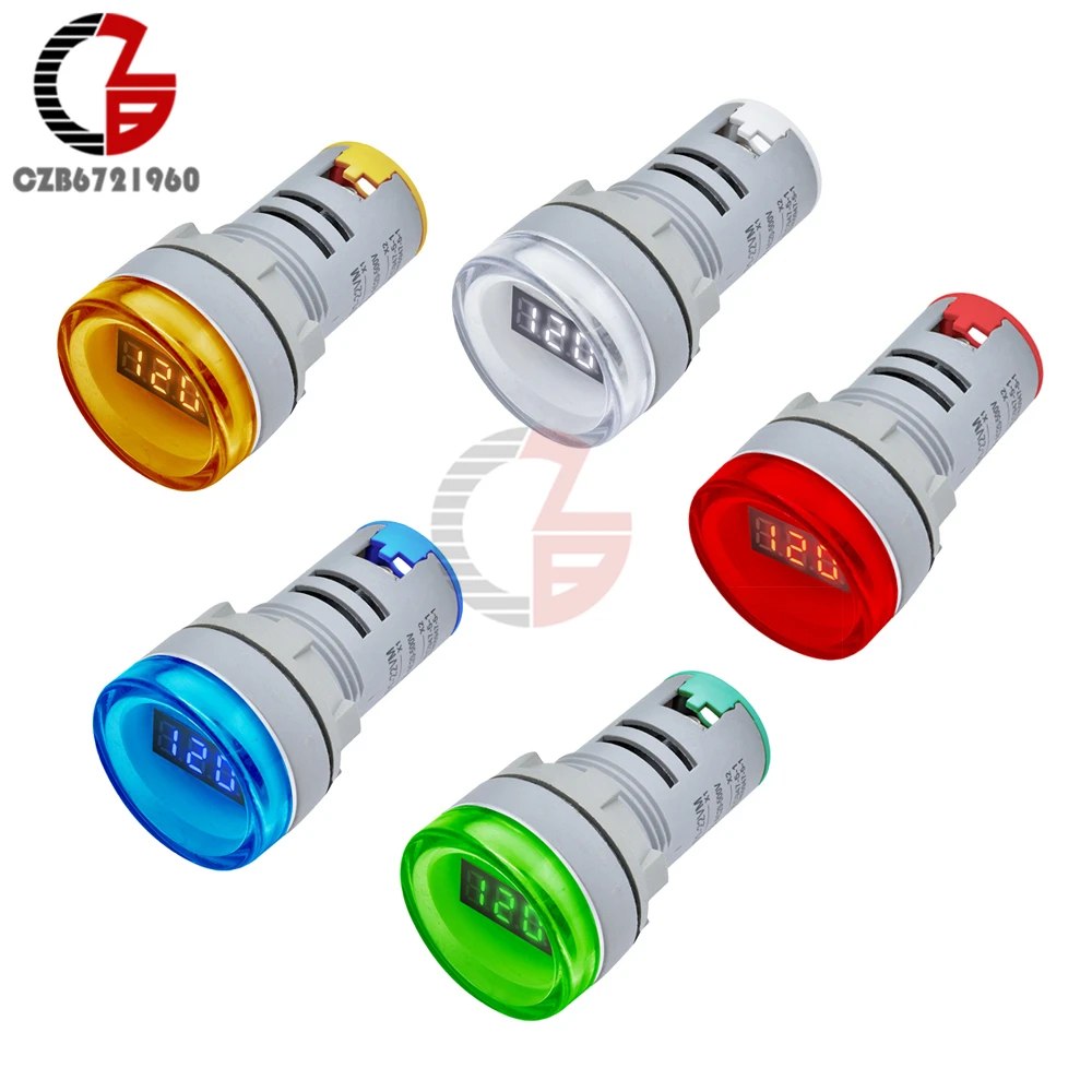 22MM AC60-500V 3 Color LED Voltmeter Voltage Meter Indicator Pilot Light DIY 22MM AC60-500V 3 Color LED Voltmeter Voltage Meter Indicator Pilot Light DIY