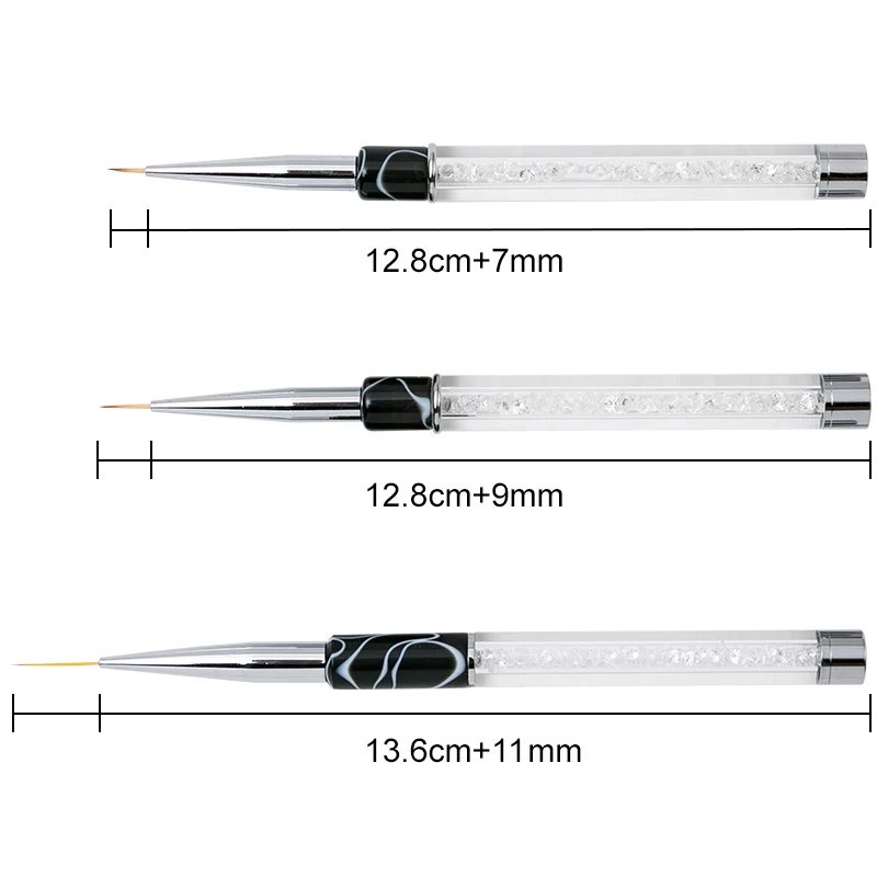 3 размера полька точка кристалл ручка для дизайна ногтей щетка сетка полоса широкий лак для ногтей кисточки для геля ручка для DIY ногтей рисунок с линиями инструменты для ногтей