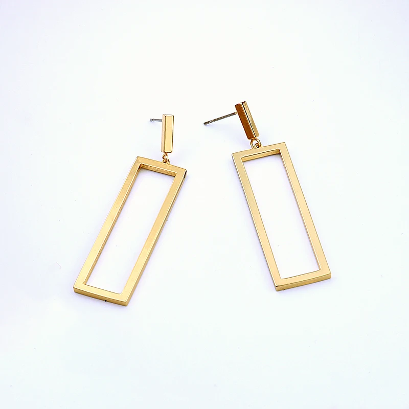 LWONG маленький золотого цвета, прямоугольные серьги для женщин, минималистичные серьги, простые Геометрические Квадратные серьги