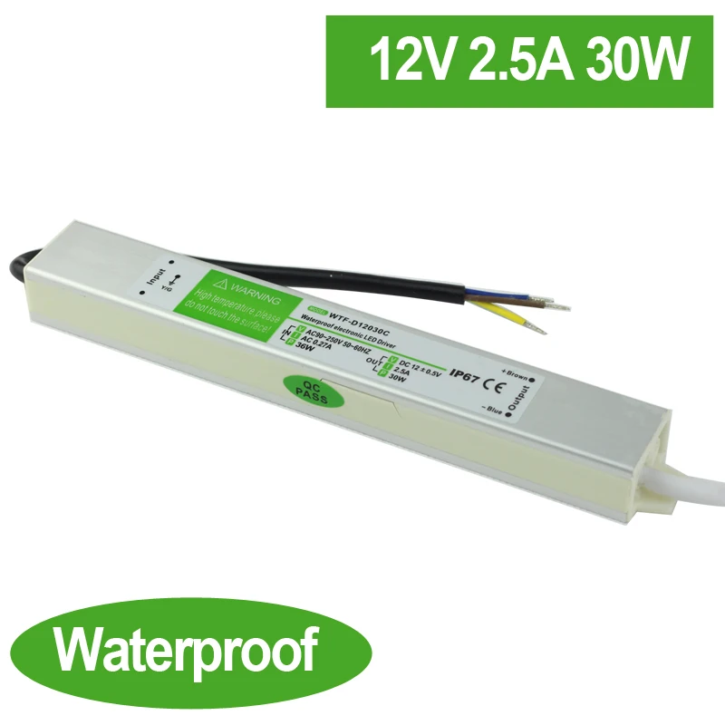 

Waterproof LED power supply 12V 30W 2.5A Waterproof Single Output driver for LED Strip light