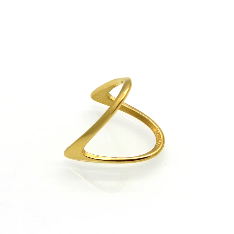 BORASI Fashion Jewelry V Ring For Women Gold Color Stainless Steel Exquisite Shiny Polished Double V Shape Knuckle Ring 2017 2