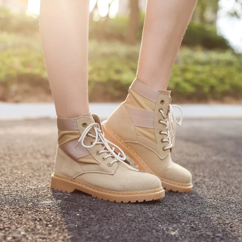 

England Womens Hiking Motorcycle Lace Up Army Casual Sand Ankle Boots Shoes Size C43