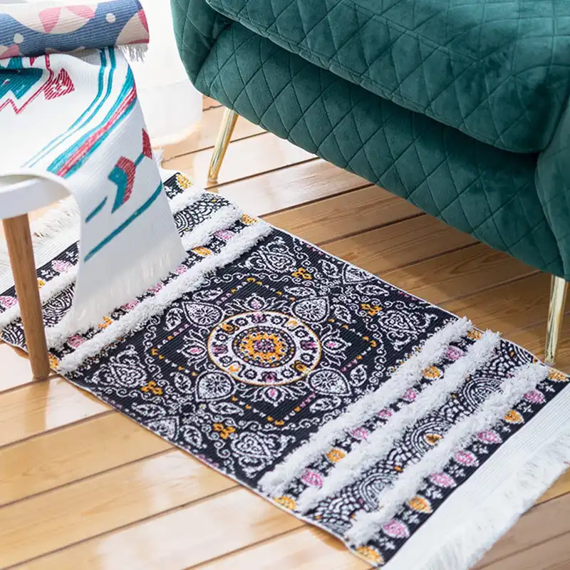 Bohemia Boho Prints Tufted Cotton Hand Woven Rug Mats Durable Prints Tufted Cotton Hand Woven Rug