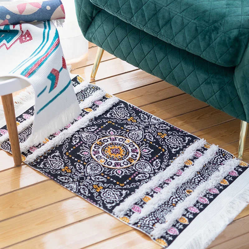

Bohemia/Boho Prints Tufted Cotton Hand Woven Rug Mats Durable Machine Washable Floor Area Rugs for Bedroom/Bathroom/Livingroom