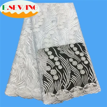 

Esewing Wholesale African Lace Fabric 2019 High Quality Lace French Lace Fabric Sequin Lace Fabric Beautiful Yellow White Color