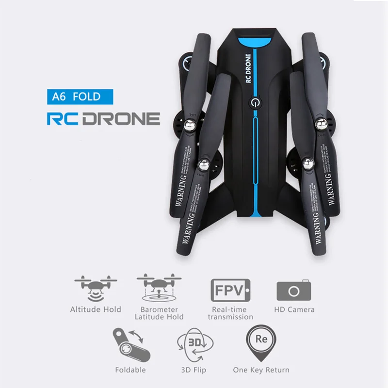 

A6 RC Helicopter WIFI FPV Mini Drone 2.4G Remote Controller With HD Camera RC Drone Altitude Hold Mode Foldable Arm Quadcopter