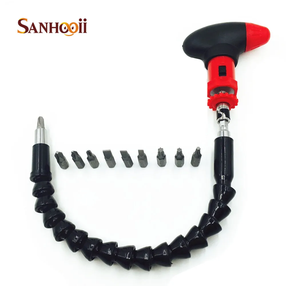 

Hope Sale Handy Universal flexible shaft T Type Screwdriver Set 1/4 (6.35mm) Hex Shank Screwdriver Hand Tools Set