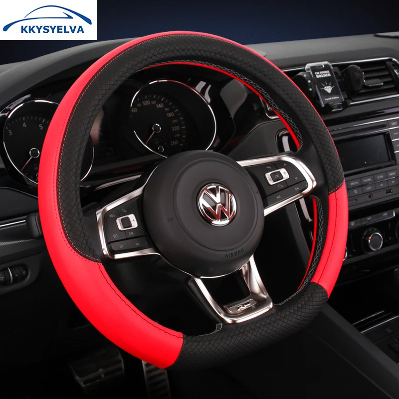 

KKYSYELVA D Shape Microfiber Leather Car Steering Wheel Cover Steering Wheels For Interior Accessories
