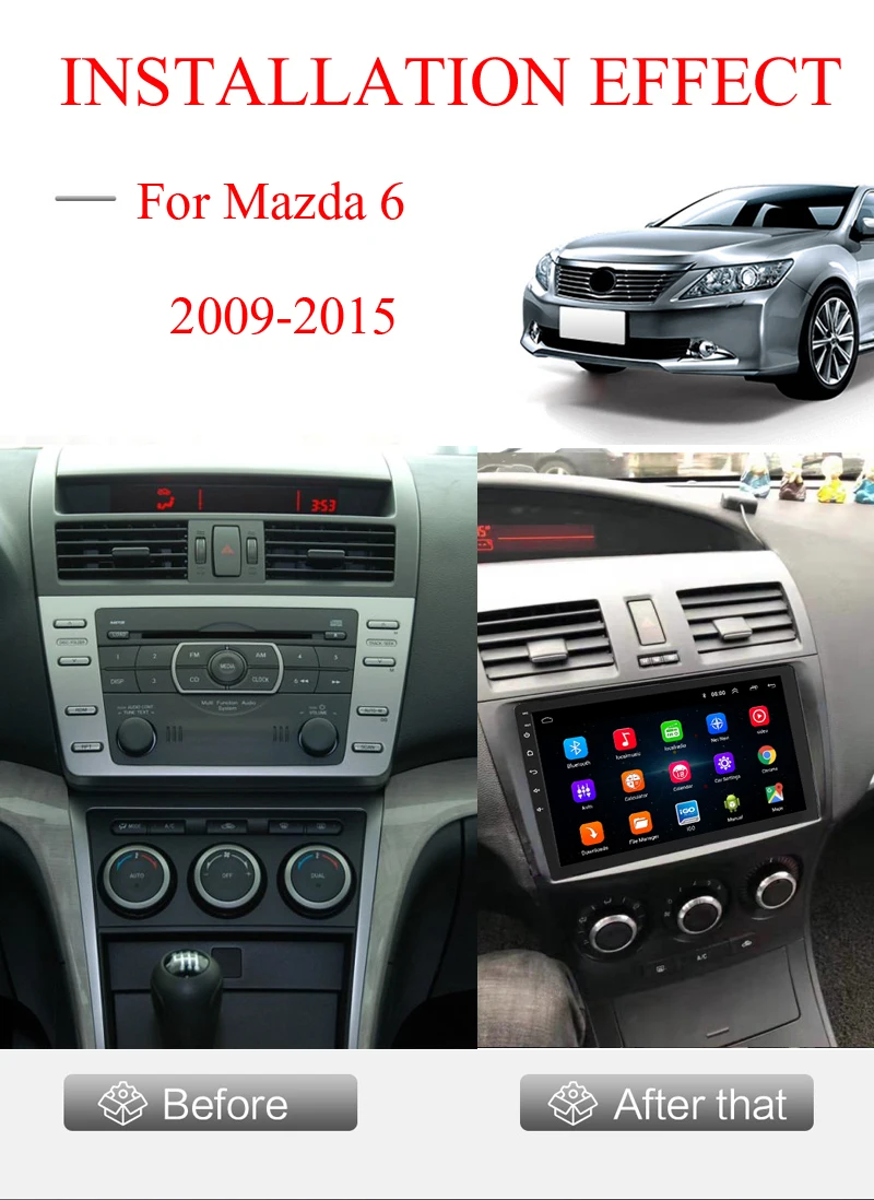 Excellent Android 8.1 car radio multimedia player for Mazda 6 2009-2015 with car dvd video player and gps HD IPS screen navigation stereo 13