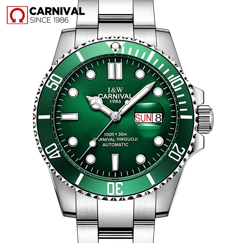 2018 CARNIVAL Submariner Collection Mens Watches Famous Topbrand Luxury Automatic Mechanical Waterproof Sports Casual Luminous