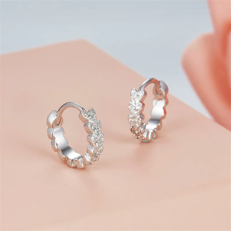 

Monaco Famous Jewelry New ear of Wheat Earrings solid 925 sterling silver mirco zircons love cute heart hoop earrings for women