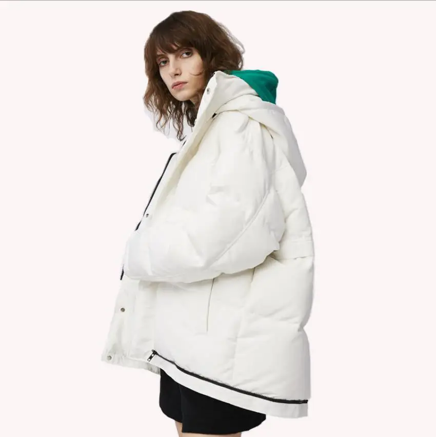 90% утиный пух, модный бренд, зимний Европейский Стиль, английский стиль, пуховик для женщин, Складывающийся на нижней части, пальто с капюшоном, wq805, Прямая поставка - Цвет: white