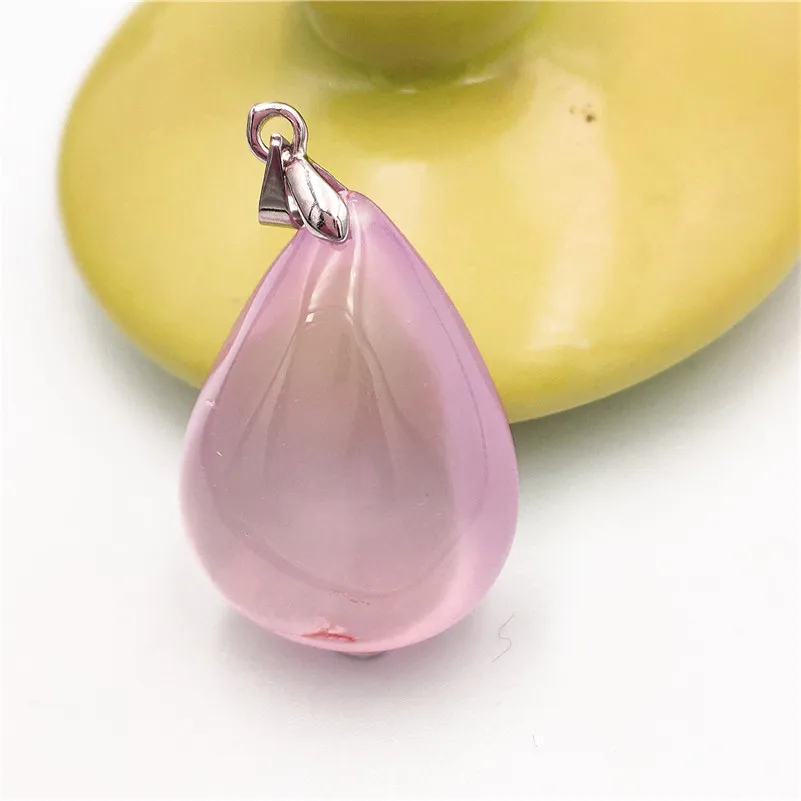 

Natural Rose Quartz Necklace Pendant Women Men Mozambique 30x22x15mm Stone Love Anniversary Gift Water Drop Crystal Pendant