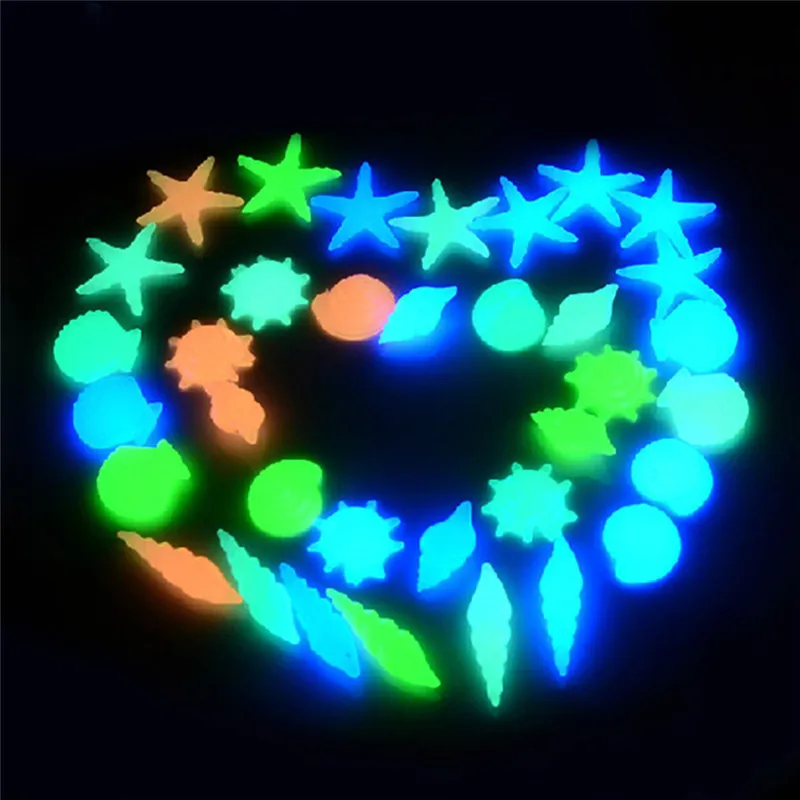 50 шт. Красочные Световой звезды раковины формы светящиеся камни декоративные для сада Аквариума Бассейн пейзаж
