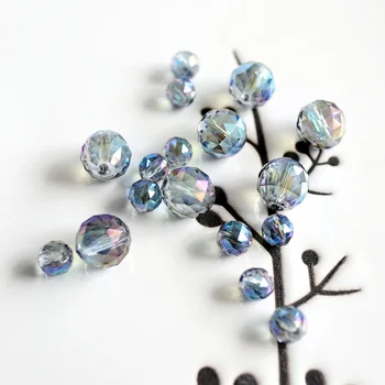 Aqua Aura 쿼츠 비즈, 6mm 8mm 10mm 12mm 면 쥬얼리 제작, 여성용 DIY, 로트당 8 개