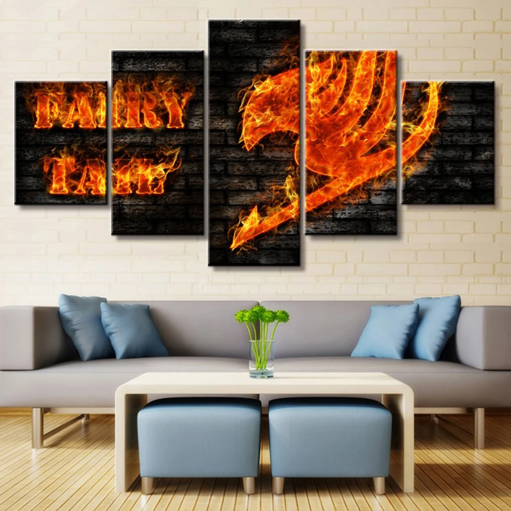Arte de pared HD impresiones decoración del hogar 5 piezas pintura lienzo cola hadas Imagenes animación Modular para sa | Дом и сад
