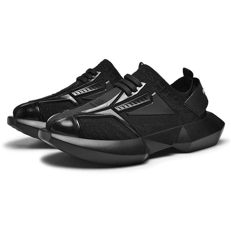 

2019 New Fashion Men's Shoes High Quality Flyknit Men Casual Shoes Platform Chunky Sneakers Male Adult Plus Size 39-44